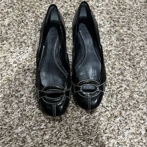 Cole Haan Black Flats with White Stitching